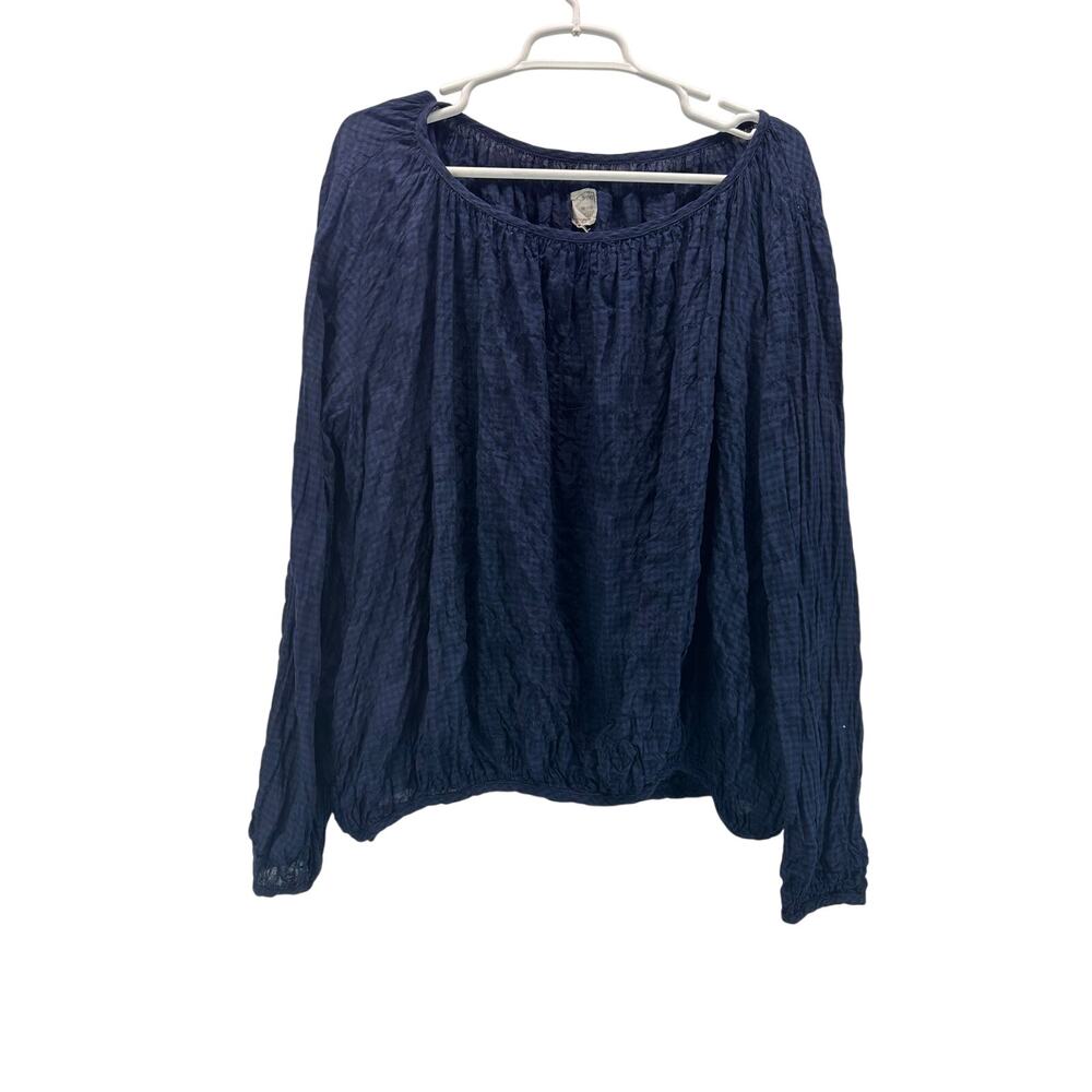 Pip-Squeak Chapeau Sunny P.S.Shirt Blue Black Plaid Cotton Crinkle M